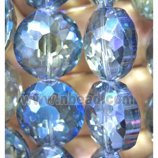 Chinese crystal glass bead, faceted flat round