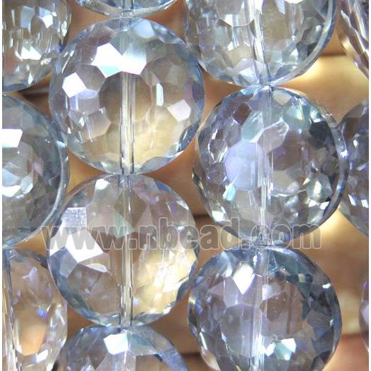 Chinese crystal glass bead, faceted flat round