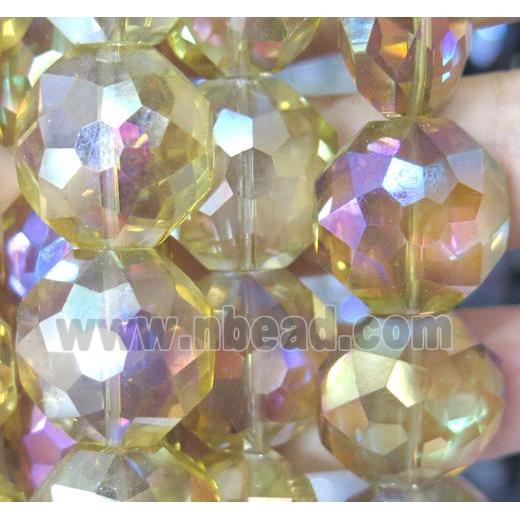 Chinese crystal glass bead, faceted flat round