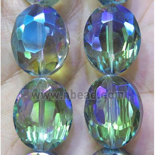 Chinese crystal glass bead, faceted oval