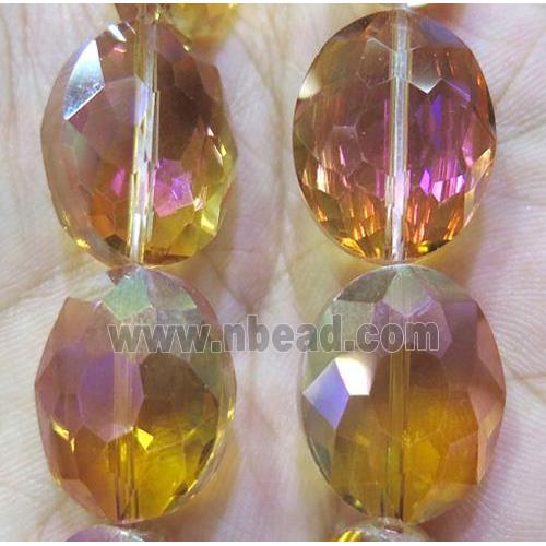 Chinese crystal glass bead, faceted oval