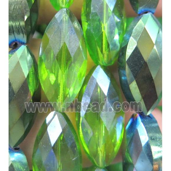 Chinese crystal glass bead, faceted oval