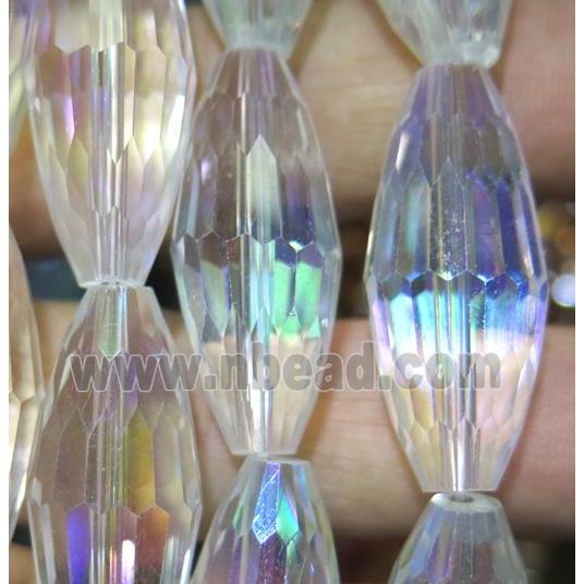 Chinese crystal glass bead, faceted rice