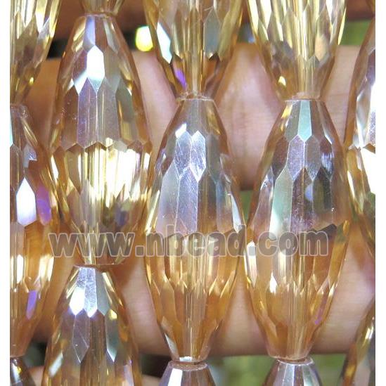 Chinese crystal glass bead, faceted rice