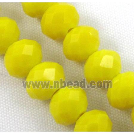 glass crystal bead, faceted wheel, lemon