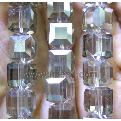 chinese crystal glass bead, faceted cube