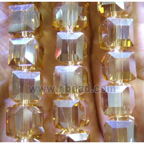 chinese crystal glass bead, faceted cube