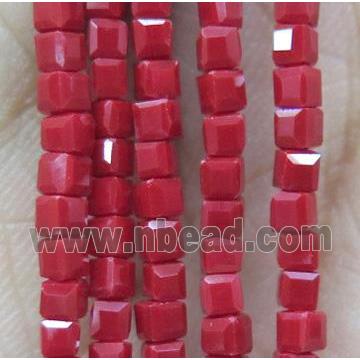 chinese crystal glass bead, faceted cube