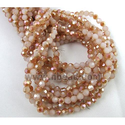 glass crystal bead, faceted round, half plated AB color