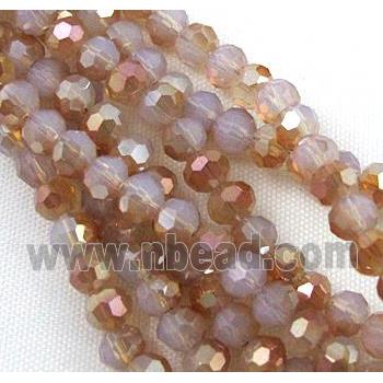 glass crystal bead, faceted round, half plated AB color