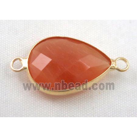 Chinese crystal glass connector, faceted teardrop