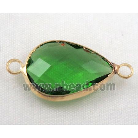 Chinese crystal glass connector, faceted teardrop