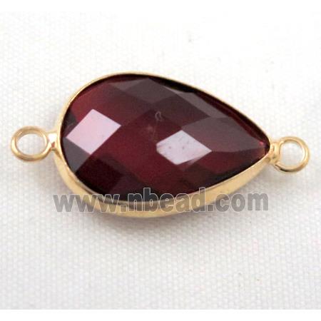 Chinese crystal glass connector, faceted teardrop