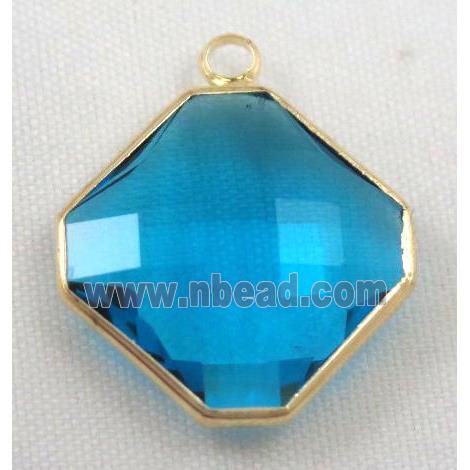 Chinese crystal glass pendant, faceted square