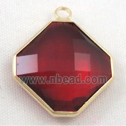 Chinese crystal glass pendant, faceted square