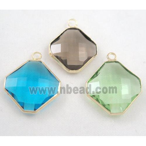 Chinese crystal glass pendant, faceted square