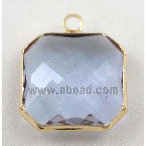 Chinese crystal glass pendant, faceted square