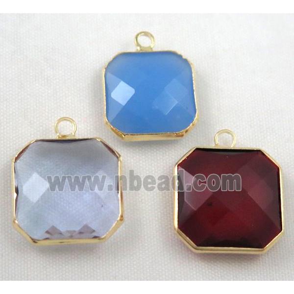 Chinese crystal glass pendant, faceted square