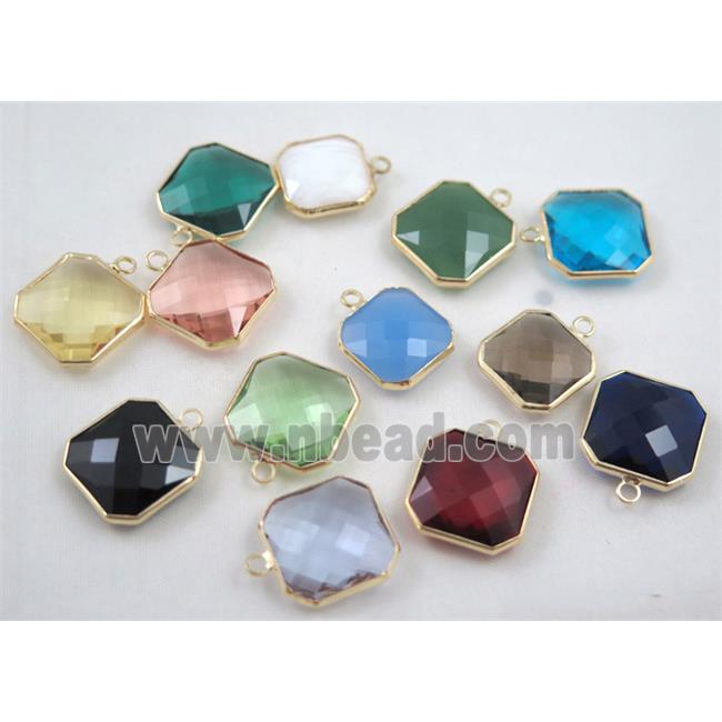 Chinese crystal glass pendant, faceted square