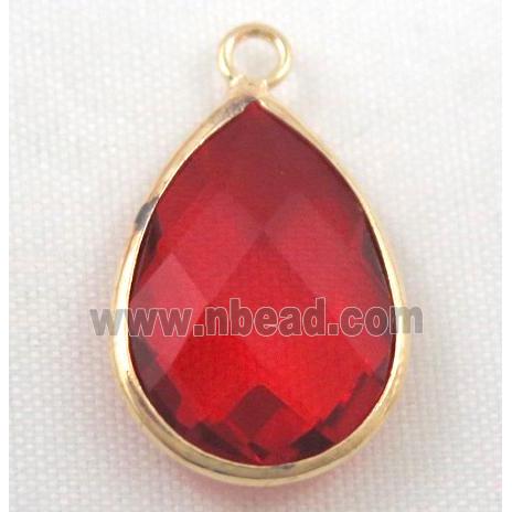 Chinese crystal glass pendant, faceted teardrop