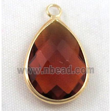 Chinese crystal glass pendant, faceted teardrop