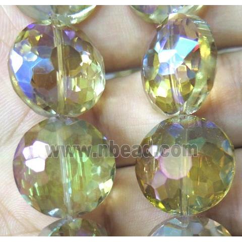 Chinese crystal bead, faceted flat round