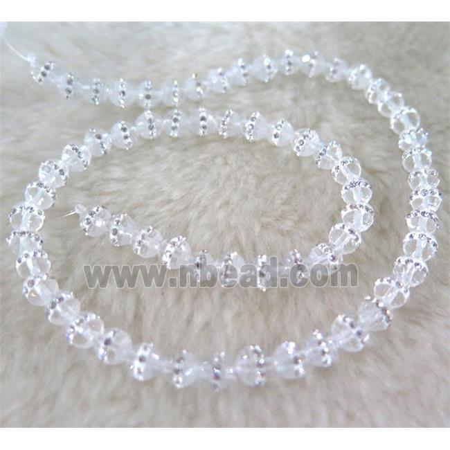 Chinese crystal bead with rhinestone, faceted round