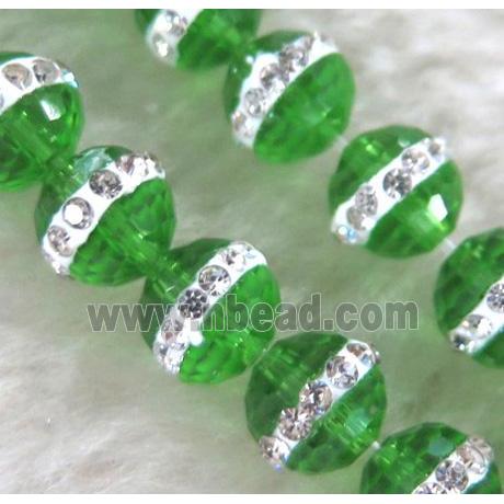 Chinese crystal bead with rhinestone, faceted round