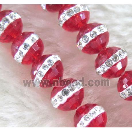 Chinese crystal bead with rhinestone, faceted round