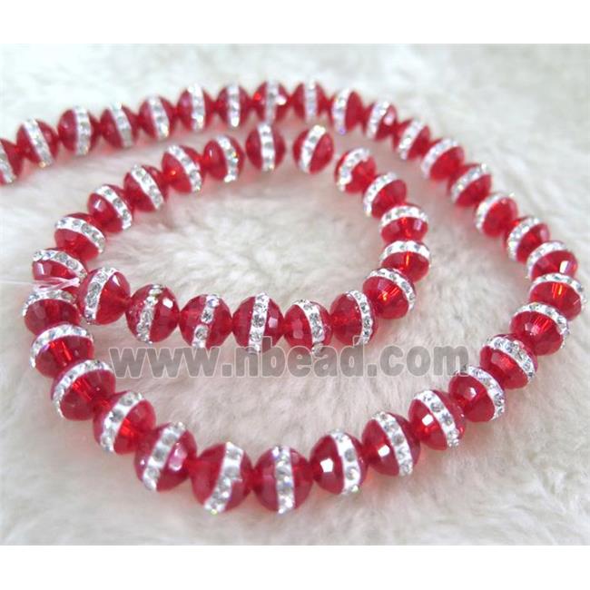 Chinese crystal bead with rhinestone, faceted round