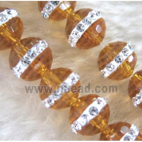 Chinese crystal bead with rhinestone, faceted round