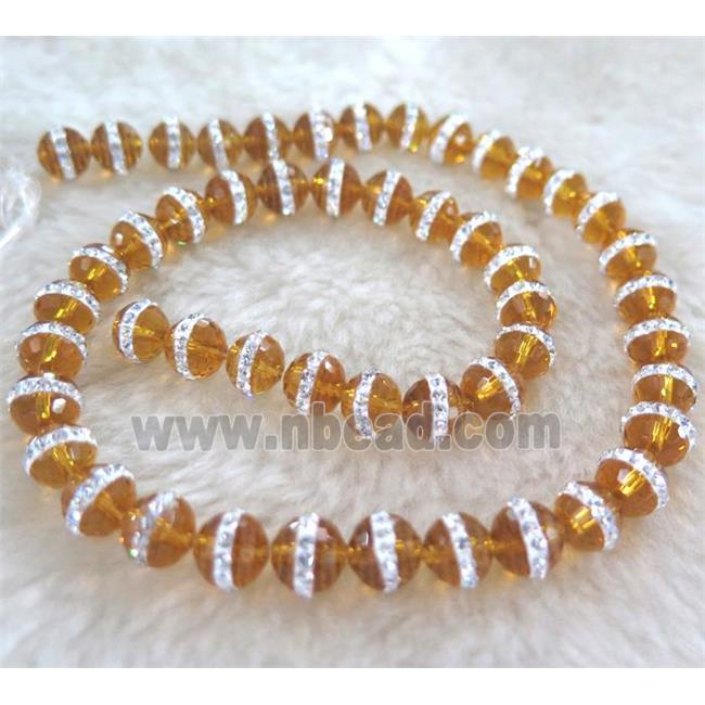 Chinese crystal bead with rhinestone, faceted round