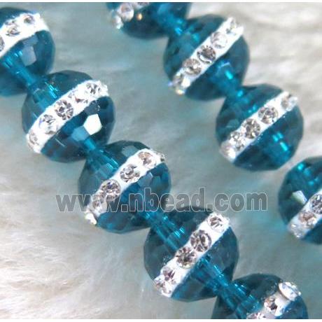 Chinese crystal bead with rhinestone, faceted round