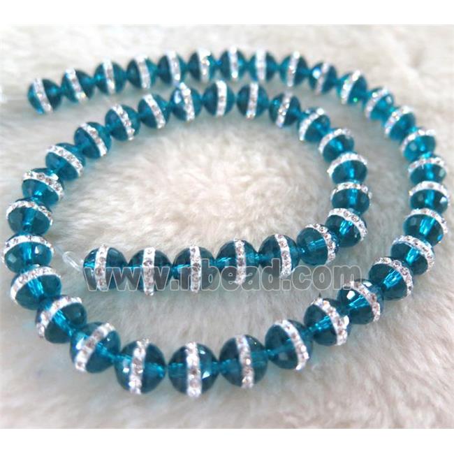 Chinese crystal bead with rhinestone, faceted round