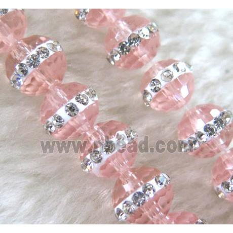 Chinese crystal bead with rhinestone, faceted round