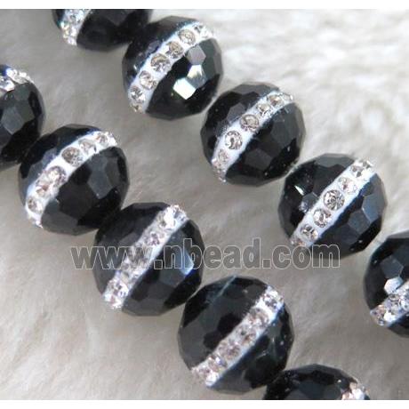 Chinese crystal bead with rhinestone, faceted round