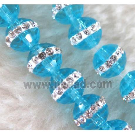 Chinese crystal bead with rhinestone, faceted round