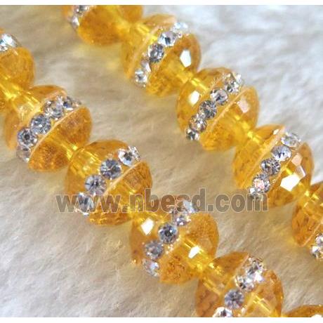 Chinese crystal bead with rhinestone, faceted round