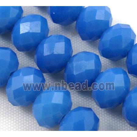 Chinese crystal glass bead, Faceted rondelle, blue