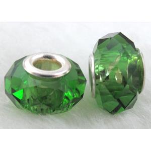 crystal glass beads, faceted rondelle, green