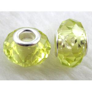 crystal glass beads, faceted rondelle, yellow