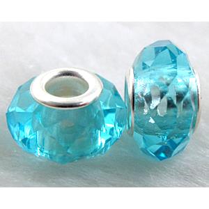 crystal glass beads, faceted rondelle, aqua