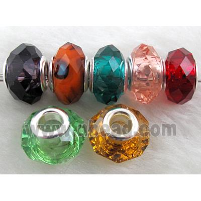 crystal glass beads, faceted rondelle, mixed color