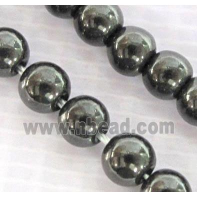 round black Hematite beads, Magnetic