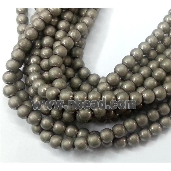 Hematite beads, no-Magnetic, matte, round, electroplated