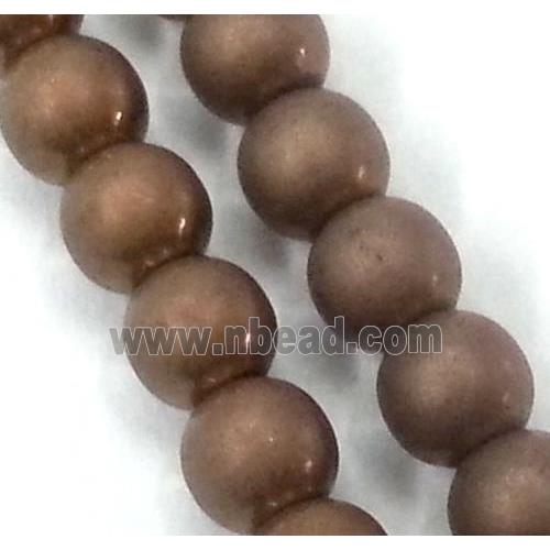 round matte Hematite beads, no-Magnetic, coffee electroplated