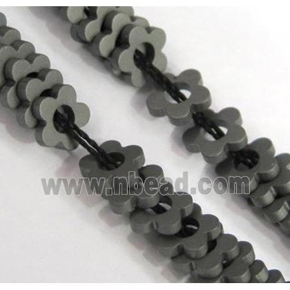 matte Hematite beads, no-magnetic, flower