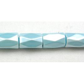 magnetic Hematite Beads, faceted tube, aqua