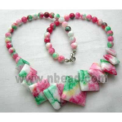 Jade Necklace, Square, Multi color