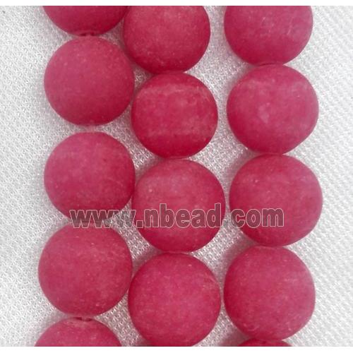 round matte jade beads, red